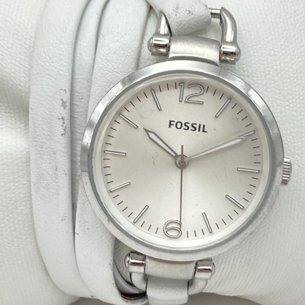 Fossil Georgia Women's Watch 32mm Silver Tone Multi Strand New Battery SMALL